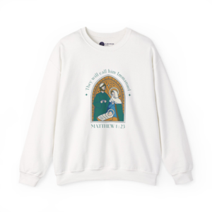 they-will-call-him-immanuel-christmas-sweatshirt-bible-verse-holiday-apparel-mary-joseph-baby-jesus-religious-church-tee